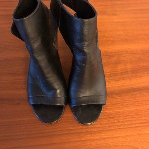 Vince Black Leather Velcro 3 inch Booties